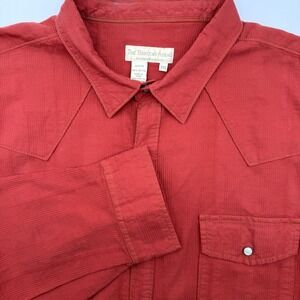 The Territory Ahead Shirt‎ Mens XXL Red Western Dobby Stripe Snap Front